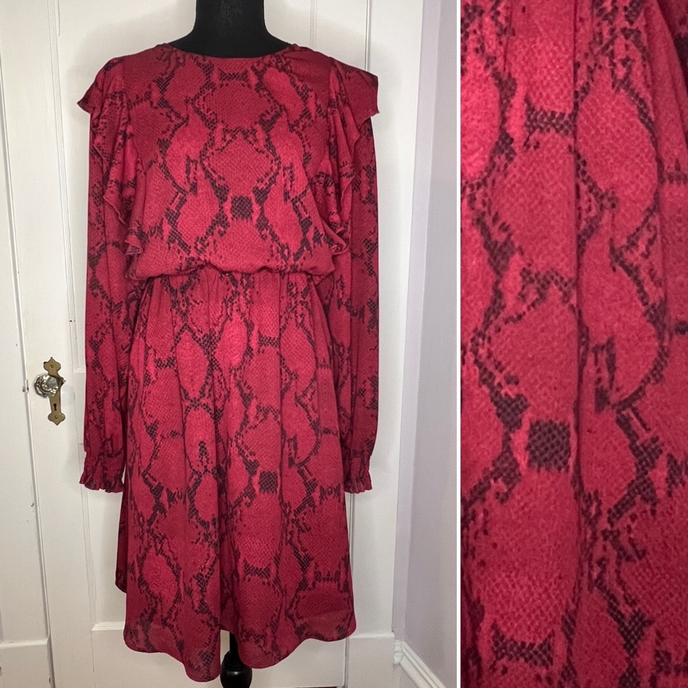 NEW Banana Republic Smocked Snake Print Dress, L
